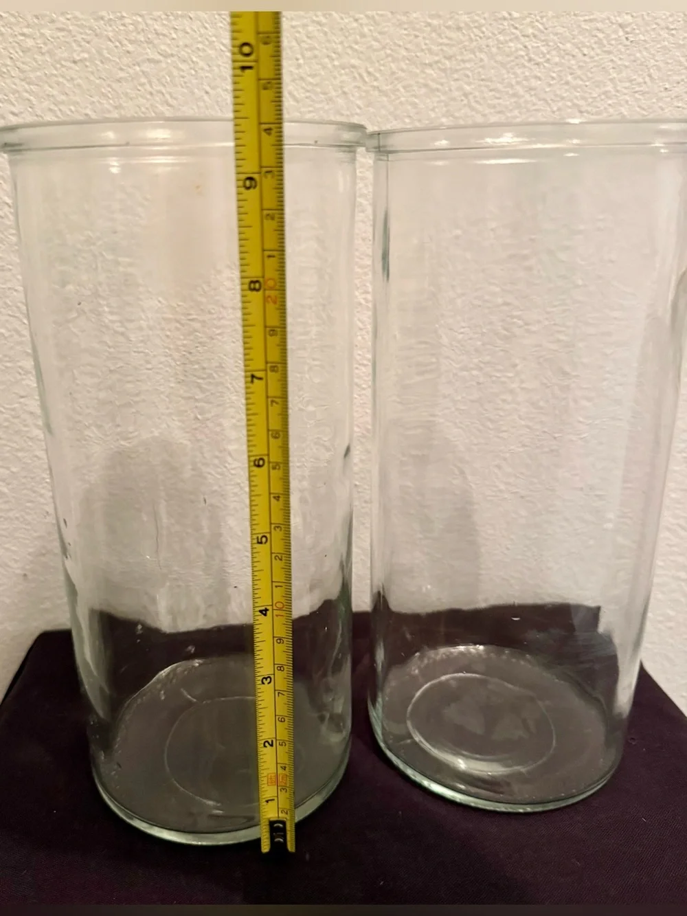 2 Glass vases 9.5”h